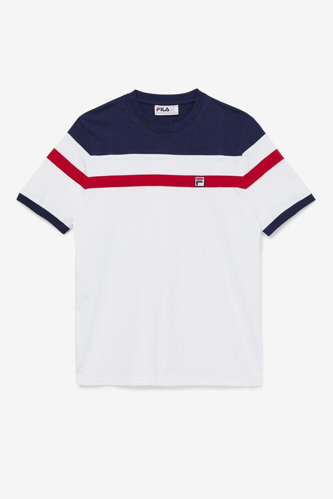 Fila T-Shirt Mens White - Sten - Philippines 7039546-KP